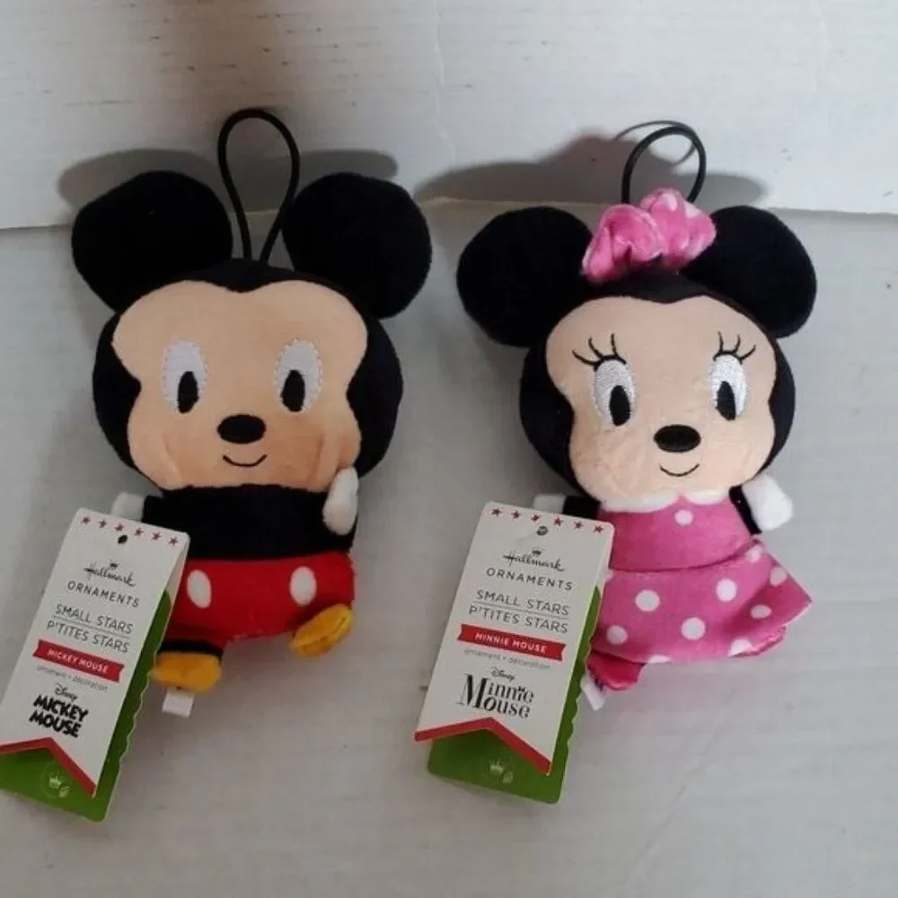 Disney Hallmark Ornaments Mickey Minnie Mouse Small Stars P'tites Plushy PLUSHIE